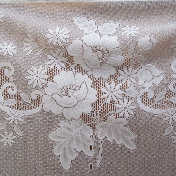 JC Penney Set of 3 Floral Lace Curtains Ivory Cream Scalloped Edges 72 x 42.5" - Picture 10 of 16